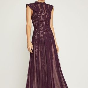 bcbgmaxazria striped floral lace gown